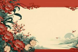 AI generated china new year banner red background photo