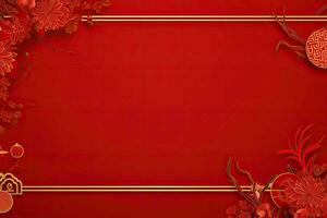 AI generated china new year banner red background photo