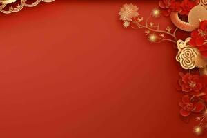 AI generated china new year banner red background photo