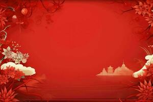 AI generated china new year banner red background photo