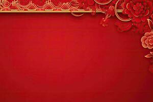 AI generated china new year banner red background photo