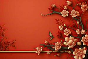 AI generated china new year banner red background photo