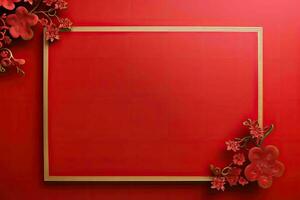 ai generado China nuevo año bandera rojo antecedentes foto
