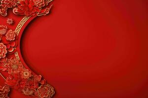 AI generated china new year banner red background photo