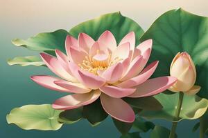 AI Generated Lotus. Water lily. Drawing a realistic water lily photo