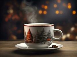 ai generado nuevo años víspera taza con caliente cacao foto