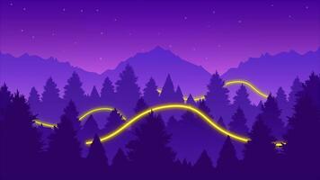 Magical Landscape Mountains And Lighting Lines video