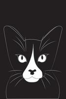 Abstract of black cat with white face on black background. vector