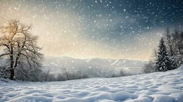 AI generated winter snow landscape photo