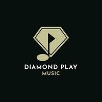 diamond play music logo design ideas vector