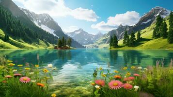 AI generated peaceful landscape for background wallpaper photo