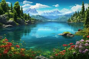 AI generated peaceful landscape for background wallpaper photo