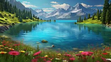 AI generated peaceful landscape for background wallpaper photo