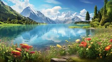 AI generated peaceful landscape for background wallpaper photo