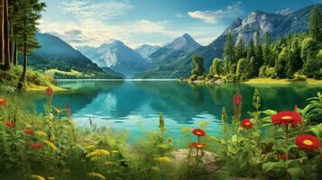 AI generated peaceful landscape for background wallpaper photo