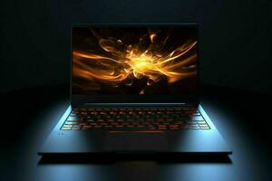 AI generated An ultrathin laptop with a backlit keyboard photo