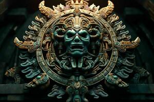 ai generado antiguo azteca obra de arte presentando venerado y mítico foto