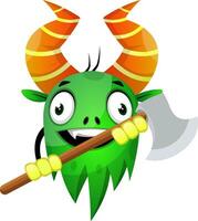 Green monster with axe vector