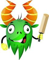 Green monster with bat vector