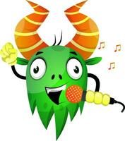 Green monster with microphone vector