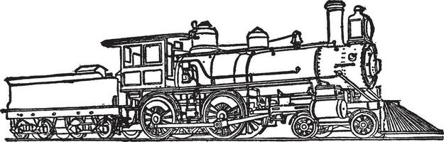 American Locomotive, vintage illustration. vector