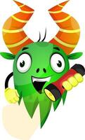 Green monster with flashlight vector