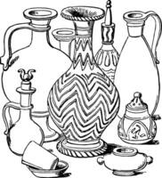 Classic Vessels made by the ancient Greeks vintage engraving. vector