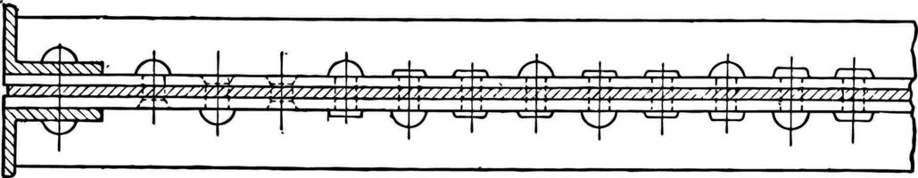 Side View of Standard Symbols for Shop Riveting, unneeded bottom view,  vintage engraving. vector