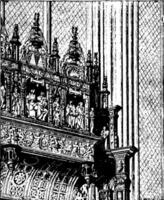 Tomb of Cardinal dAmboise at Rouen vintage engraving. vector