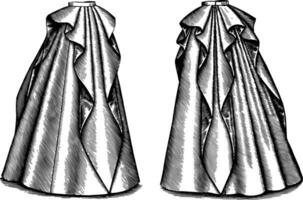 largo ondulado falda, Clásico grabado. vector