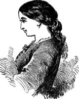 A profile of a woman face, vintage engraving. vector