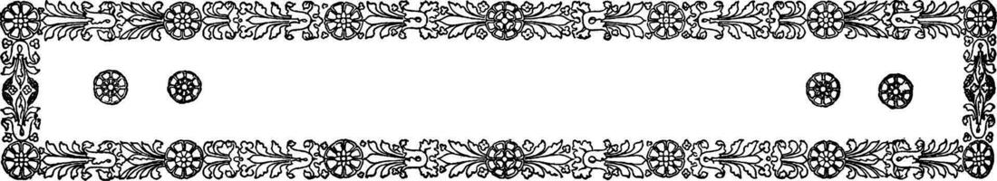 Abstract Floral Border decorated with leaves and flowers, vintage engraving. vector