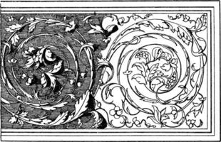 Renaissance Ornament is a relief on the tomb of Hieronimo Basso, vintage engraving. vector