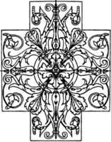 Panel design is found at the Louvre museum in Paris, vintage engraving. vector