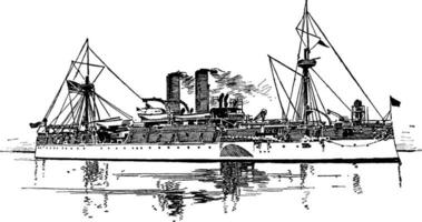 United States Battleship Maine, vintage illustration. vector