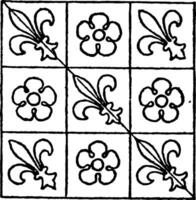 Medieval Tile Pattern is pieces of colored glass in a mosaic style, vintage engraving. vector