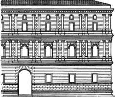 faade de el giraud palacio a Roma, Clásico grabado. vector