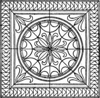 Roman Square Panel is a mosaic pavement design, vintage engraving. vector