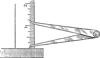 Reading the Inside Caliper, zero mark on the sliding,  vintage engraving. vector