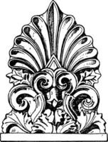 Greek Antefix, tiles,  vintage engraving. vector