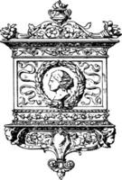 Tablet Frame was in the style of the Italian Renaissance, vintage engraving. vector