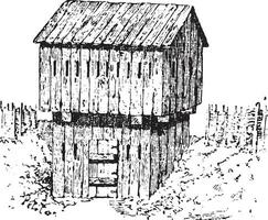 Blockhaus, vintage engraving. vector