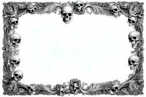 AI generated Skull border frame illustration photo