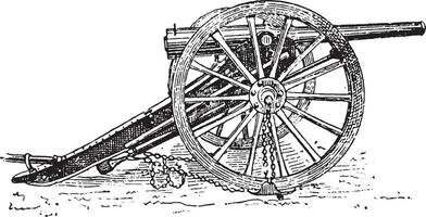 Field-gun, vintage engraving. vector