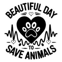 AI generated beautiful day for saving animals inscription with heartbeat photo