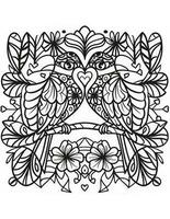 AI generated mandala coloring page with two birds in love photo