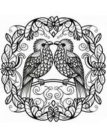 AI generated mandala coloring page with two birds in love photo