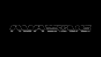 increíble ascii palabra animación lazo en negro antecedentes. ascii código Arte símbolos máquina de escribir en y fuera efecto con serpenteado movimiento. video