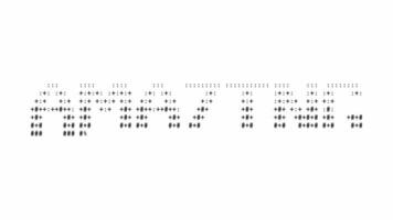 increíble ascii palabra animación lazo en blanco antecedentes. ascii código Arte símbolos máquina de escribir en y fuera efecto con serpenteado movimiento. video