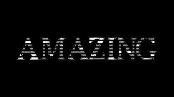 Amazing ascii word animation loop on black background. Ascii code art symbols typewriter in and out effect with looped motion. video